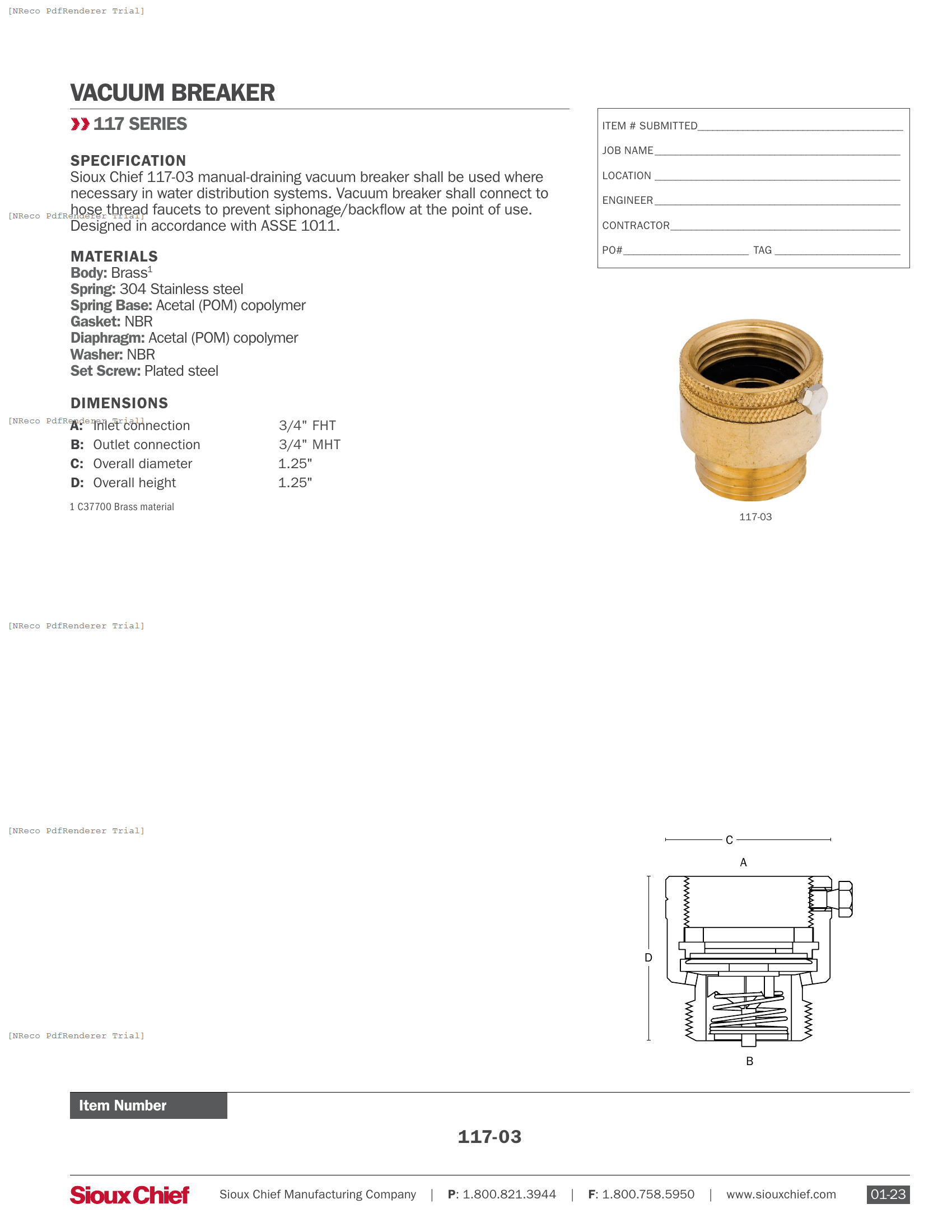 117-03 - VACUUM BREAKER - SPEC SHEET.PDF Specification Document